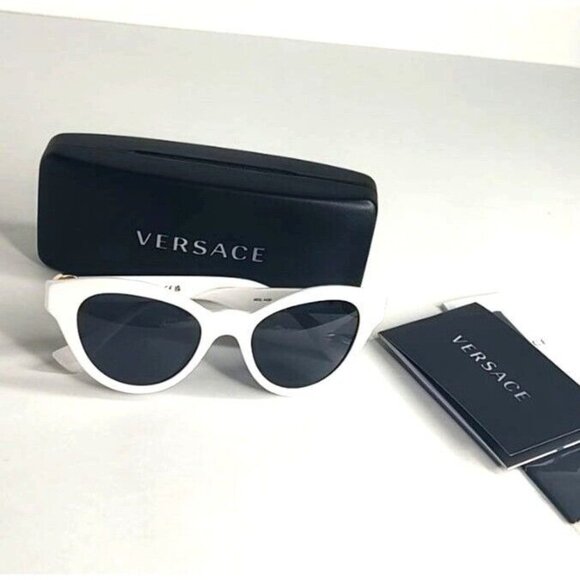 VERSACE White Cat Eye Sunglasses VE4435 Medusa Logo Retro - Picture 11 of 13